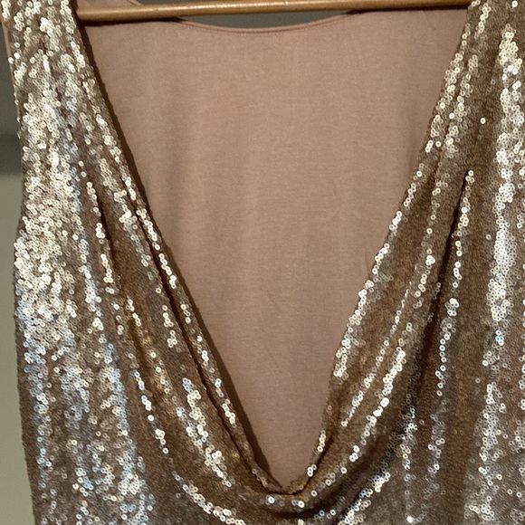Lulu’s Slink and Wink Matte Gold Sequin Maxi Dress - Picture 7 of 8